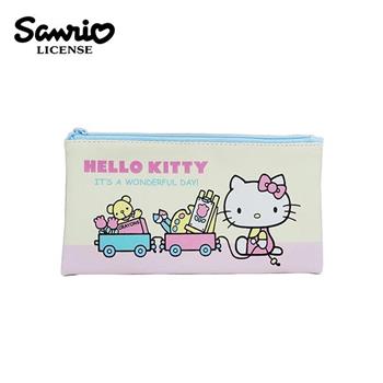 凱蒂貓 皮革 扁筆袋 鉛筆盒 筆袋 收納包 Hello Kitty 三麗鷗 Sanrio【金石堂、博客來熱銷】