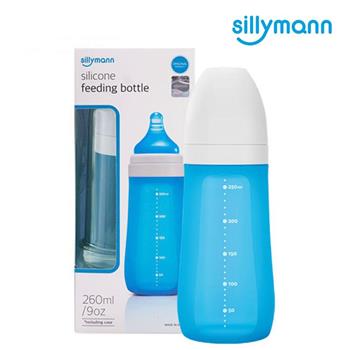 【韓國sillymann】 100%鉑金矽膠奶瓶260ML（米蘭藍）【金石堂、博客來熱銷】