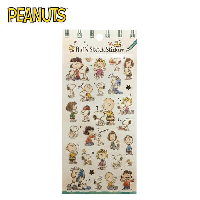 史努比 素描貼紙 日本製 貼紙 手帳貼 燙金貼紙 Snoopy PEANUTS