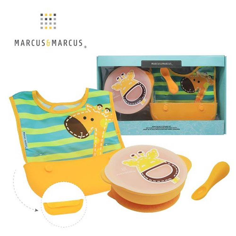 《 MARCUS＆MARCUS 》動物樂園自主用餐學習禮盒組－長頸鹿（黃）