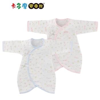 【Combi 康貝】純棉柔紗－紗布蝴蝶裝 快樂車車－藍/粉｜卡多摩