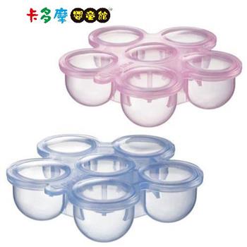 【Partita 帕緹塔】全矽膠副食品儲存盒 50ml*6格副食品儲存盒 保鮮盒－藍/粉｜卡多摩