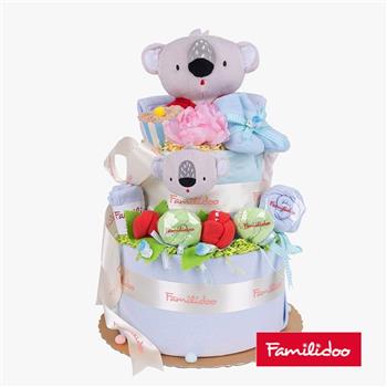 【Familidoo 米多】考拉三層尿布蛋糕（藍色S號） 新生兒禮盒 彌月禮盒 滿月送禮【金石堂、博客來熱銷】