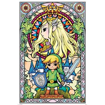 【任天堂】薩爾達傳說－彩繪玻璃風林克 海報