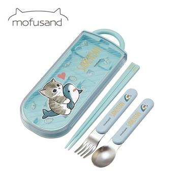貓福珊迪 三件式 餐具組 日本製 環保餐具 湯匙 筷子 叉子 鯊魚貓 mofusand Skater