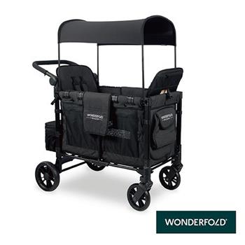 【WonderFold】W2 Elite 菁英多功能雙人座嬰兒推車（火山黑） 嬰兒車 寵物推車 遊戲床 露營車【金石堂、博客來熱銷】