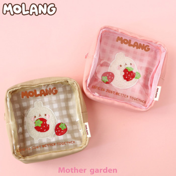 【萌浪兔MOLANG】草莓方形收納小袋-桃色