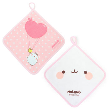 【萌浪兔MOLANG】可掛式小方巾-愛心兔30X30cm