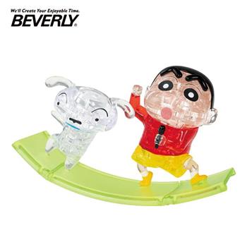 BEVERLY 蠟筆小新與小白 立體水晶拼圖 62片 3D拼圖 水晶拼圖 公仔 模型 野原新之助