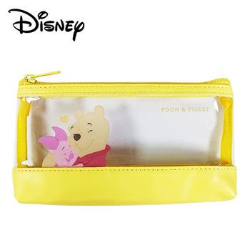 迪士尼 皮質 透明筆袋 鉛筆盒 筆袋 化妝包 收納包 奇奇蒂蒂 小熊維尼 史迪奇 杯麵