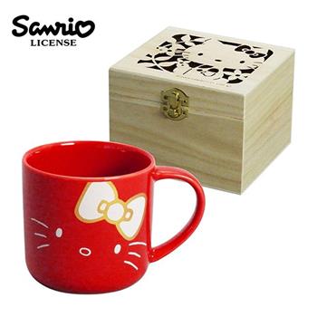 凱蒂貓 陶瓷 馬克杯 附木盒 350ml 日本製 咖啡杯 Hello Kitty 三麗鷗