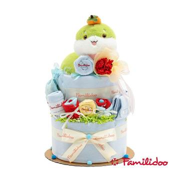 【Familidoo 法米多】蛇年三層尿布蛋糕(藍色S號) 新生兒禮盒 彌月禮盒 滿月送禮