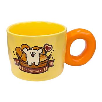 線條小狗 寬口馬克杯 400ml 咖啡杯 寬口杯 小白 馬爾濟斯 狗狗 Maltese