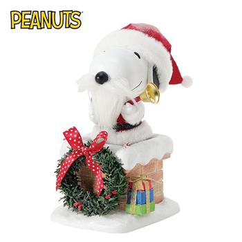 Enesco 史努比 坐在聖誕屋頂上 塑像 公仔 精品雕塑 Snoopy PEANUTS