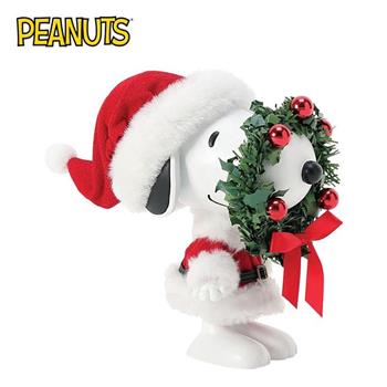Enesco 史努比 聖誕花環掛在鼻子上 塑像 公仔 精品雕塑 Snoopy PEANUTS