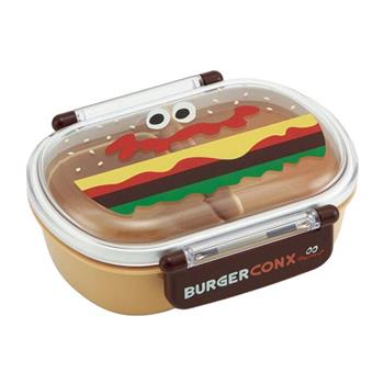 BURGER CONX 單層便當盒 日本製 360ml 分隔便當盒 可微波飯盒 漢堡 薯條