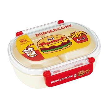 BURGER CONX 單層便當盒 日本製 360ml 分隔便當盒 可微波飯盒 漢堡 薯條