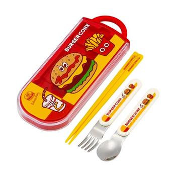 BURGER CONX 三件式 餐具組 日本製 環保餐具 湯匙 筷子 叉子 漢堡 薯條 Skater