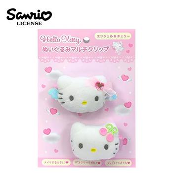 凱蒂貓 絨毛造型髮夾 2入組 髮夾 瀏海髮夾 Hello Kitty 三麗鷗 Sanrio