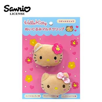 凱蒂貓 絨毛造型髮夾 2入組 髮夾 瀏海髮夾 Hello Kitty 三麗鷗 Sanrio