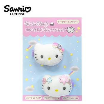 凱蒂貓 絨毛造型髮夾 2入組 髮夾 瀏海髮夾 Hello Kitty 三麗鷗 Sanrio