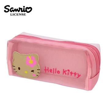 凱蒂貓 曬黑系列 皮革網狀 雙層筆袋 鉛筆盒 筆袋 Hello Kitty 三麗鷗 Sanrio