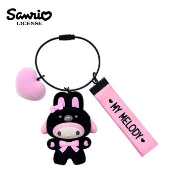三麗鷗 粉黑系列 植絨造型鑰匙圈 公仔吊飾 吊飾 包包吊飾 凱蒂貓 美樂蒂 布丁狗