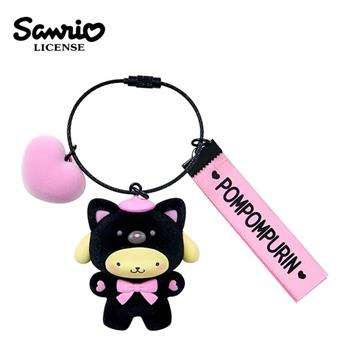 三麗鷗 粉黑系列 植絨造型鑰匙圈 公仔吊飾 吊飾 包包吊飾 凱蒂貓 美樂蒂 布丁狗