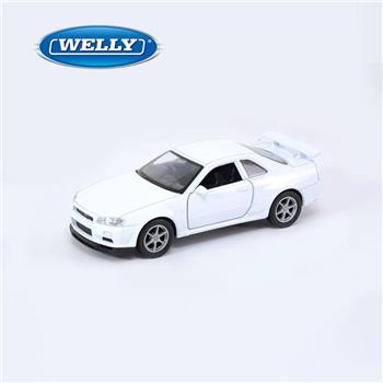 【WELLY 威利】4.75吋 日產 Nissan Skyline GT-R R34 經典性能跑車模型 43798CW(白色)