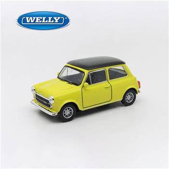 【WELLY 威利】4.75吋 MINI Cooper 1300 經典復古掀背車模型 43609CW(黃色)