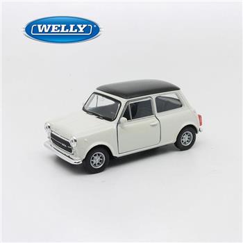 【WELLY 威利】4.75吋 迷你庫柏 MINI Cooper 1300 經典掀背車模型 43609CW(米白色)