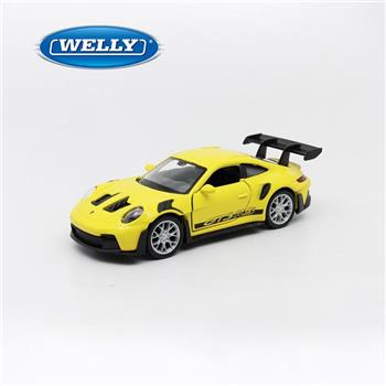 【WELLY 威利】4.75吋 保時捷 Porsche 911 GT3 RS 跑車模型 43835CW(黃色)