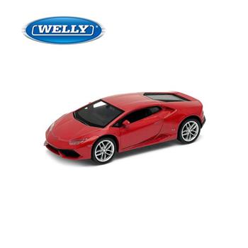 【WELLY 威利】4.75吋 藍寶堅尼LAMBORGHINI HURACAN COUPE雙門跑車模 43694CW(金屬紅)
