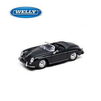 【WELLY 威利】1:24 保時捷 Porsche 356A Speedster 敞篷跑車模型 24106C-W(黑色)