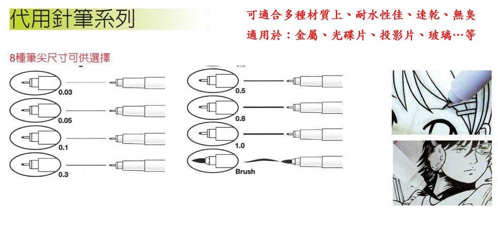 2支1包 Uchida油性代用針筆brush 金石堂