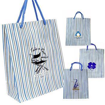 台灣製 防水耐重禮物袋（A4） 灰.藍線條 BLJS315 藍－JESS【金石堂、博客來熱銷】