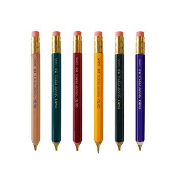 【OHTO】日本2mm復古木製粗型自動鉛筆(藍/黃/紅/黑/綠/木頭色6色可選) 附筆頭橡皮擦【金石堂、博客來熱銷】
