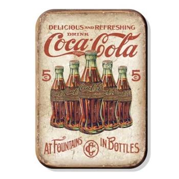 【Coca-Cola 可口可樂】五罐玻璃瓶懷舊風冰箱磁鐵-白