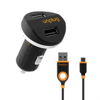Unplug法國工藝2A雙USB皮革車充組 ＋MicroUSB充電傳輸線【金石堂、博客來熱銷】