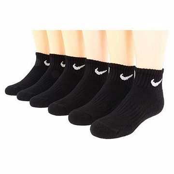 Nike 學生黑色1/4低切運動短襪6入組
