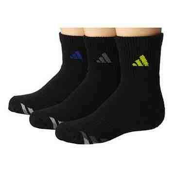 【Adidas】男女學童黑色運動短襪3入組