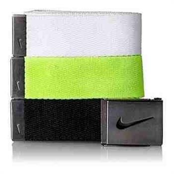 【Nike】2016金屬扣旋風標誌棉軟織帶白綠黑3入組皮帶【金石堂、博客來熱銷】