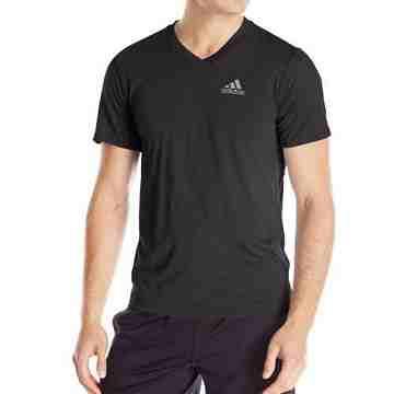 【Adidas】男時尚透氣極限短袖V領ㄒ恤－黑色