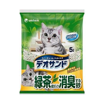 日本Unicharm消臭大師尿尿後消臭貓砂－綠茶香（5L x 4包/箱）【金石堂、博客來熱銷】