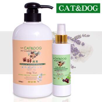 CAT&DOG茶籽酵素寵物精油沐浴乳500ml（洋甘菊）＋乾洗手噴霧150ml（青檸）【金石堂、博客來熱銷】