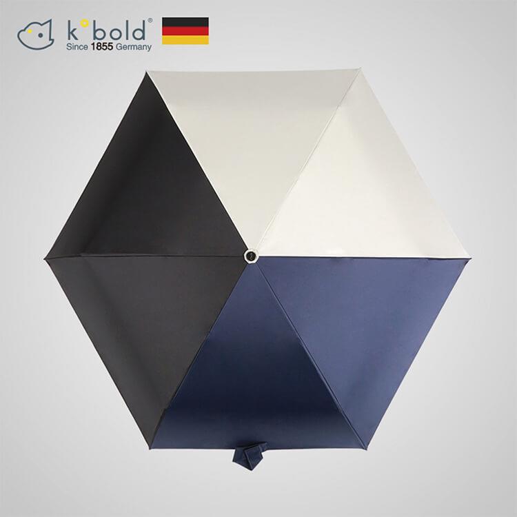 【德國kobold】抗UV－潮F撞色系列－超輕巧－遮陽防曬彩膠傘－三折傘－深藍