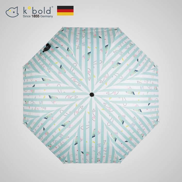 【德國kobold】夢幻海洋 超輕巧抗UV防曬三折傘－藍白格調