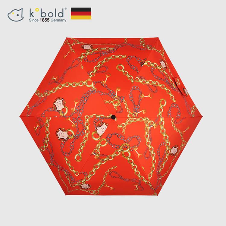 【德國kobold】抗UV蘑菇頭系列－6K超輕巧遮陽防曬 五折傘－艾瑪橙