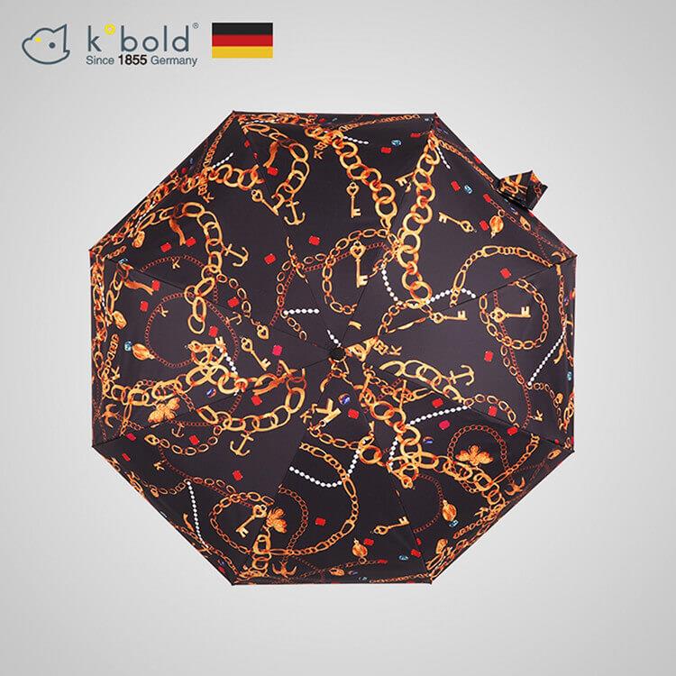 【德國kobold】矽膠頭系列－8K超輕巧抗UV五折傘－黑色