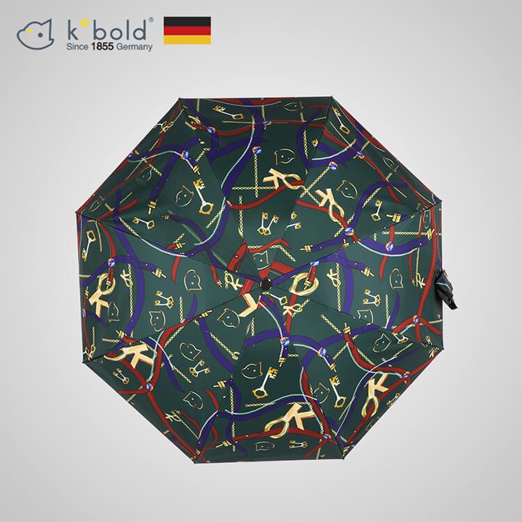 【德國kobold】抗UV矽膠頭系列－8K超輕巧－遮陽防曬五折傘－墨綠